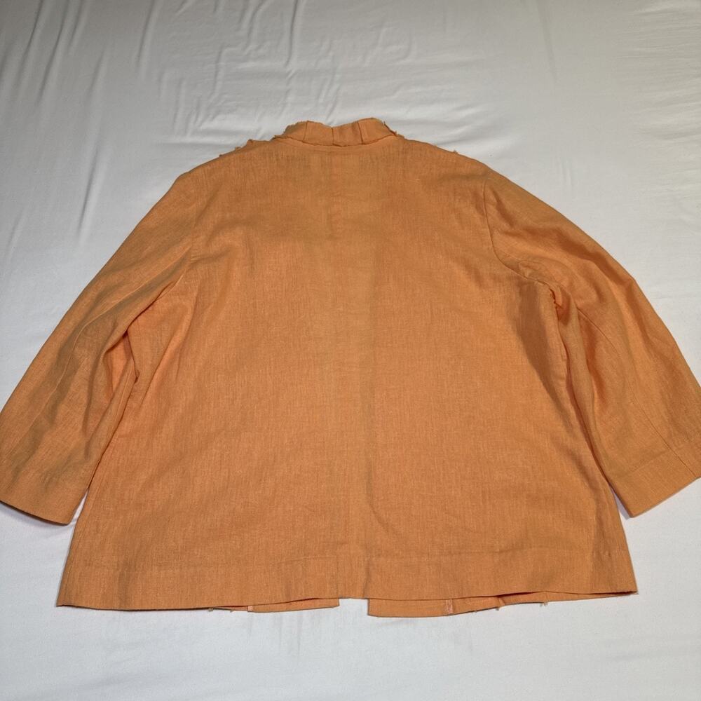 Chicos 2 Blazer Open Front Jacket Linen Blend Womens Orange 3/4 Sleeve Artsy EUC - Picture 10 of 12